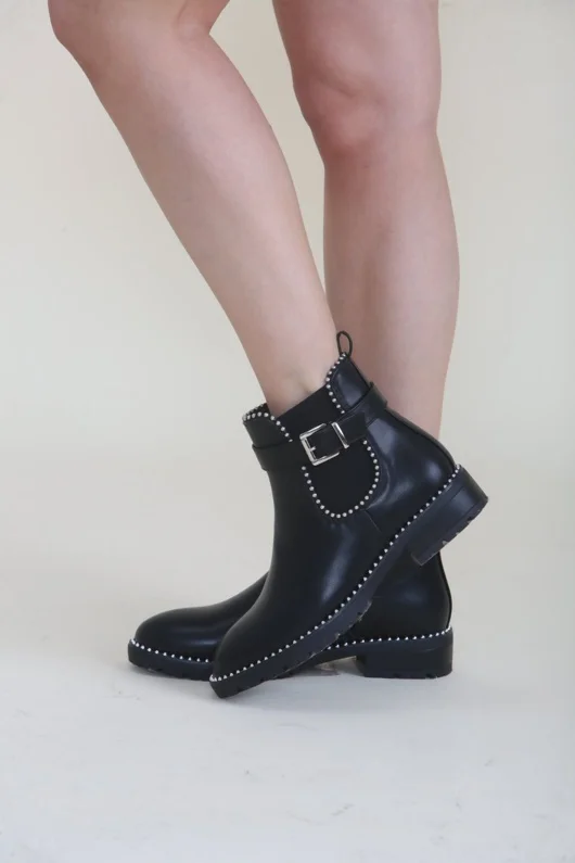 Black Studded Ankle Chelsea Boots