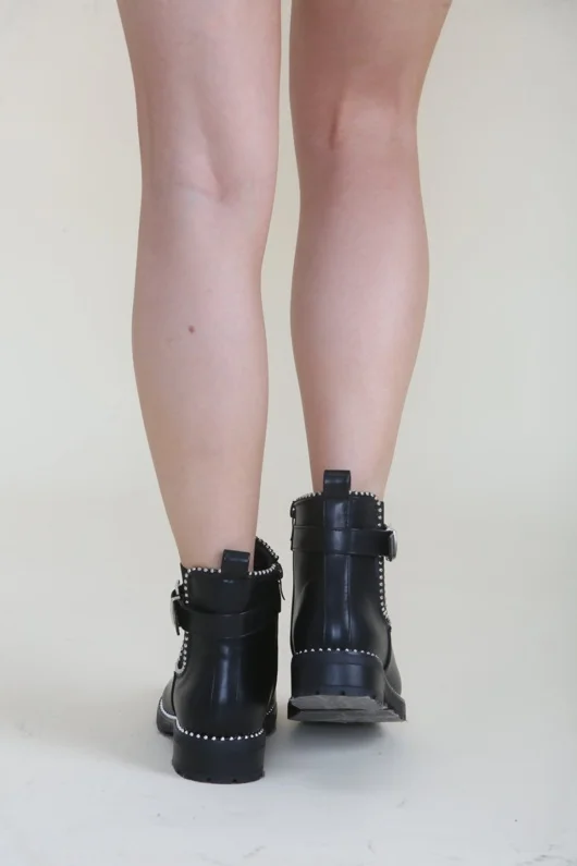 Black Studded Ankle Chelsea Boots