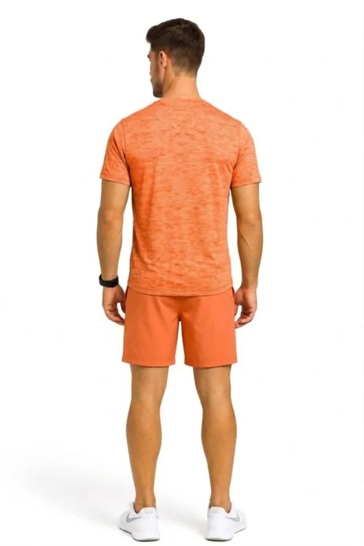 Mens Orange Activewear T-Shirt And Short Set