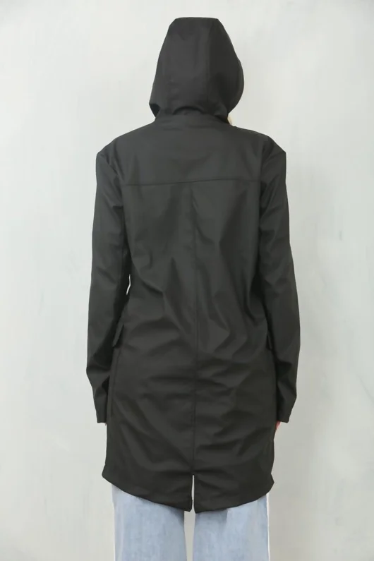Black All Season Waterproof Hooded Raincoat Jacket