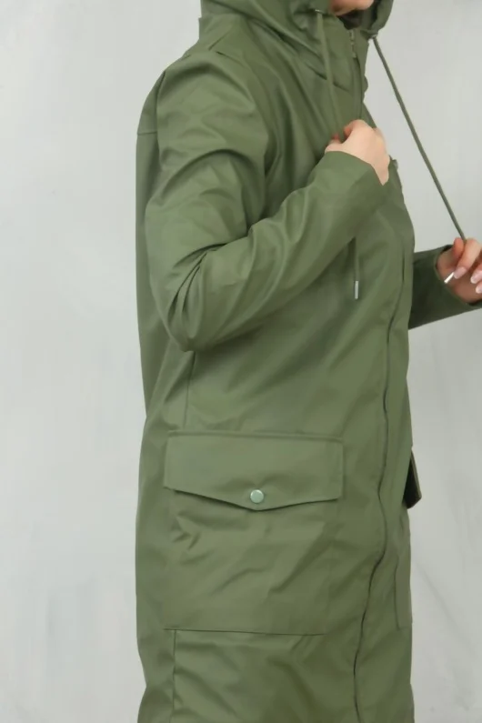 Olive All Season Waterproof Hooded Raincoat Jacket