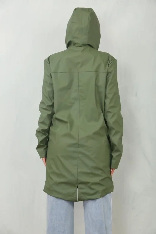 Olive All Season Waterproof Hooded Raincoat Jacket