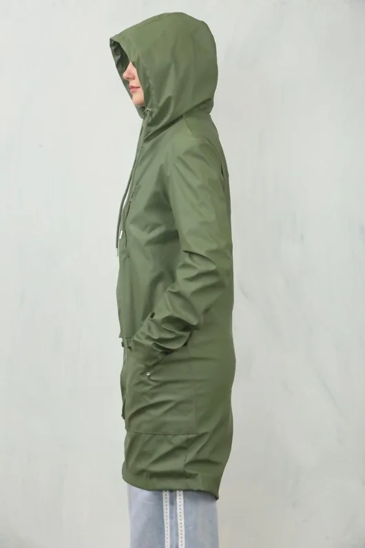Olive All Season Waterproof Hooded Raincoat Jacket