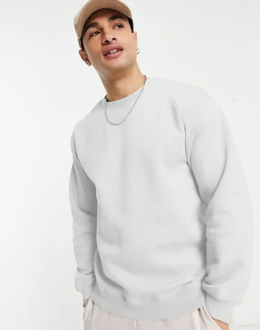 Mens White Oversized Crew Neck Sweatshirt