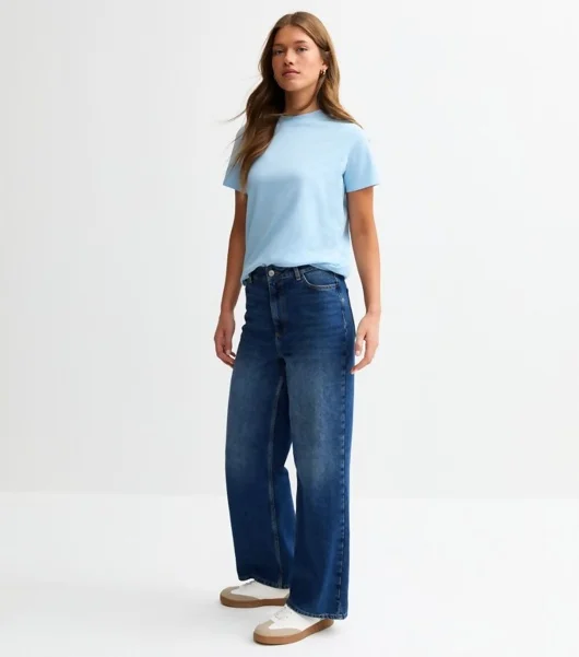 Sky Blue Design Ultimate T-Shirt With Crew Neck