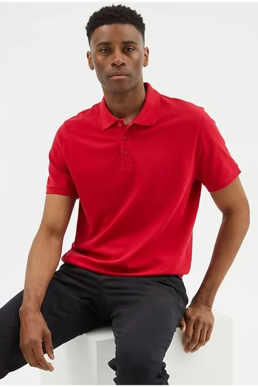 Mens Red Half Sleeve Polo T-Shirt