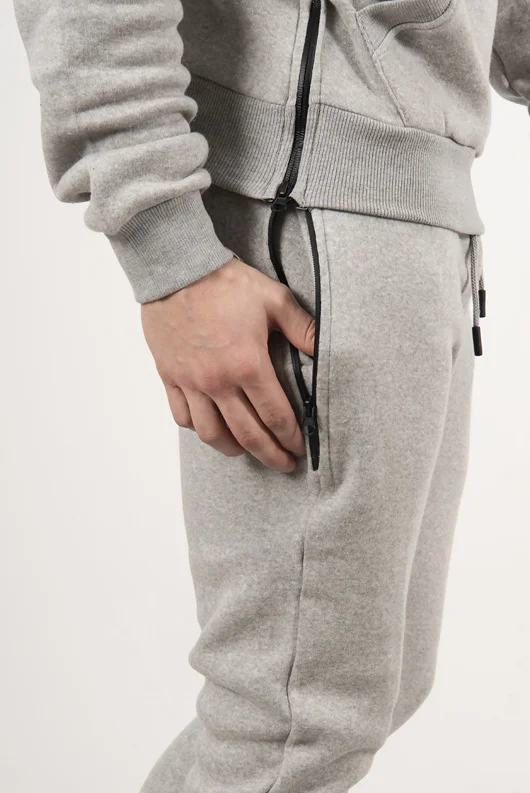 Mens Grey Side Zip Detail Hooded Tracksuit