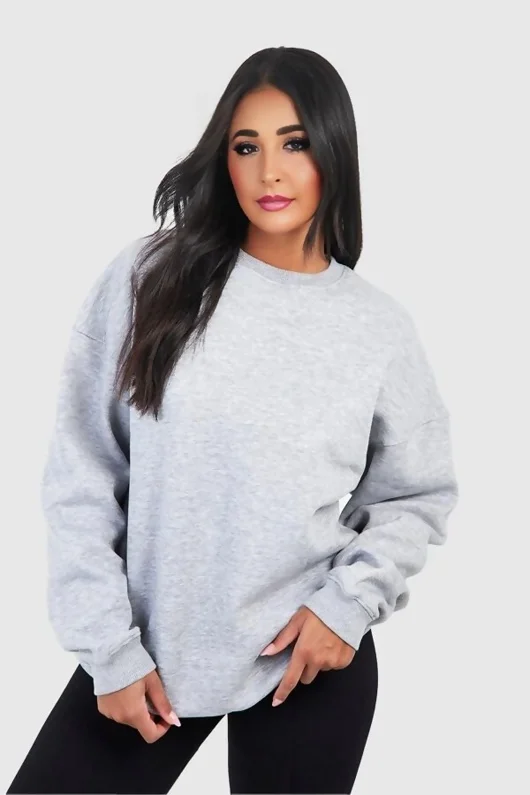 Grey Long Sleeve Crewneck Casual Oversized Sweatshirt
